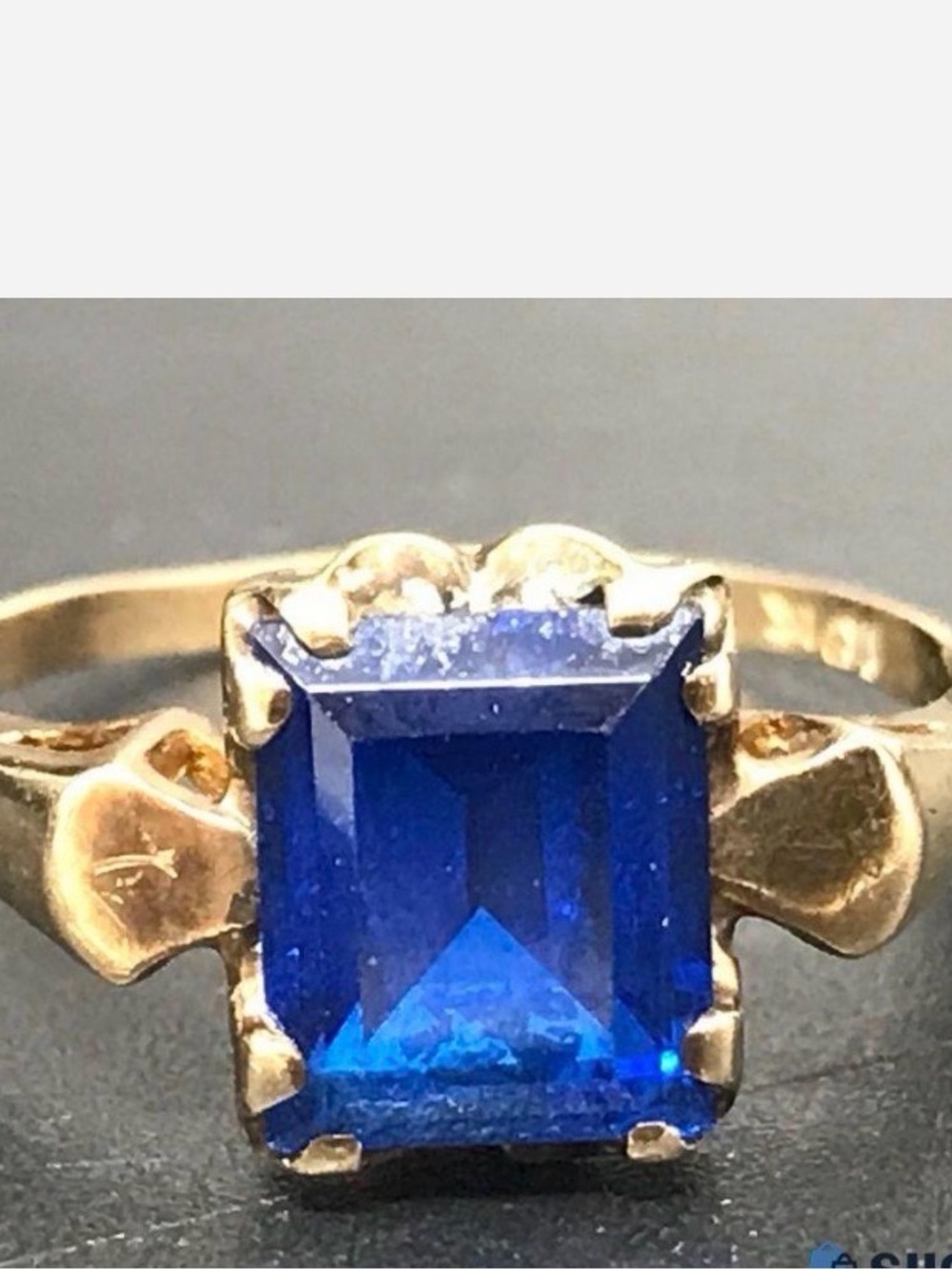 10K Gold Emerald Cut Deep Blue Topaz Solitaire Ring - Size 7 - 2.13gTW
